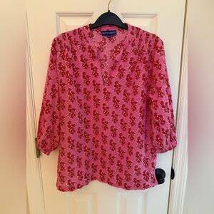 Ro’s Garden Floral Print Peasant Blouse Top XS